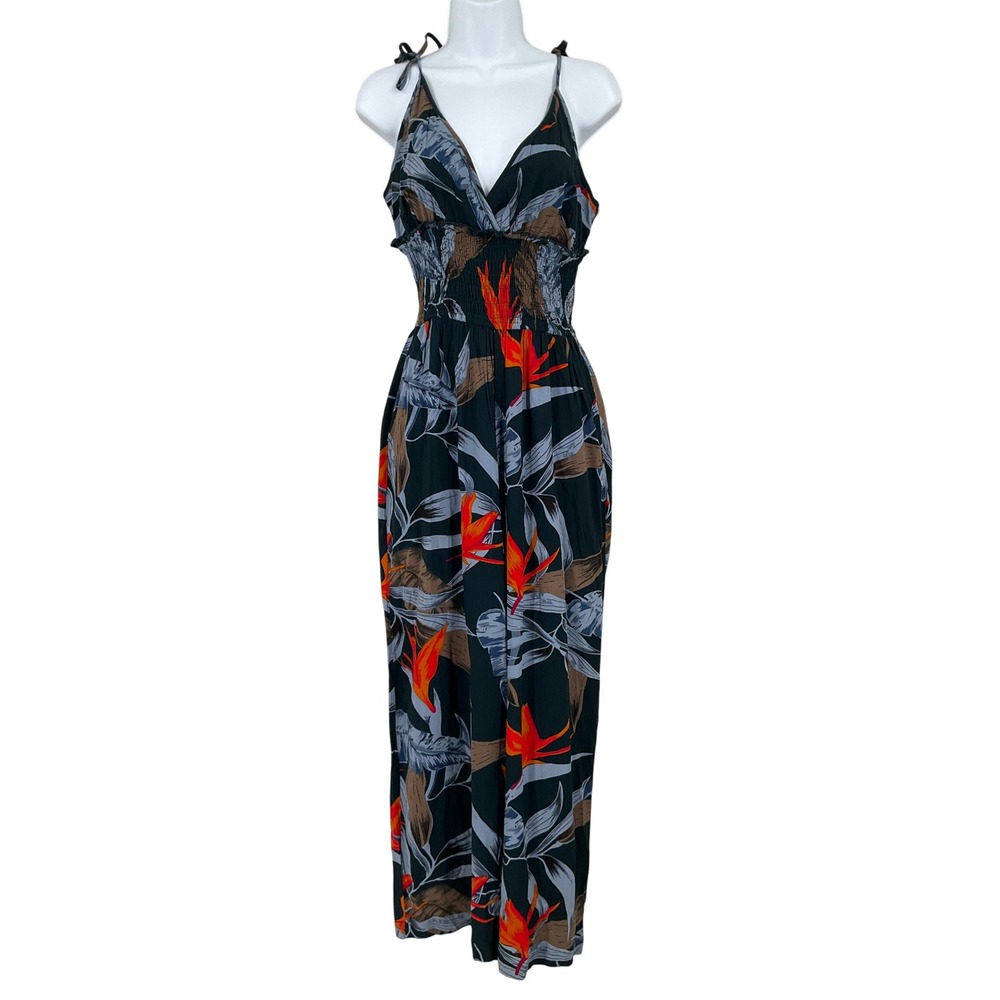 Patrons of Peace Jumpsuit Womens S Marine Tropical Wide Leg Boho Travel NEW